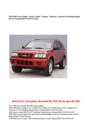 download Isuzu Axiom UPR S SUV workshop manual