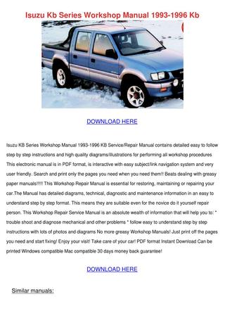 download Isuzu D Max Kb P190 workshop manual