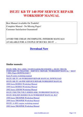 download Isuzu Tiltmaster W4 Forward 4000 4BD1 4BD1T 3.9L Engine workshop manual