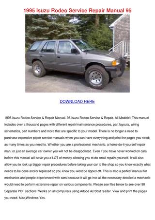 download Isuzu Trooper 93 94 workshop manual
