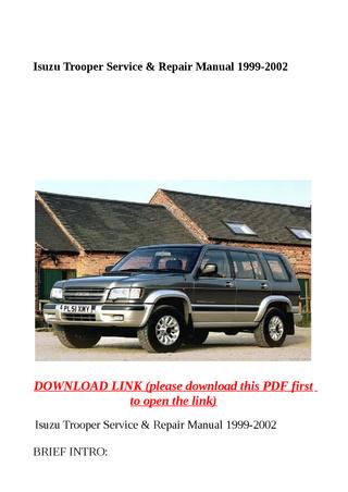 download Isuzu Trooper Work workshop manual