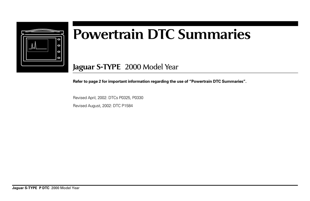 download JAGUAR V6 V8 Powertrain DTC Summaries workshop manual