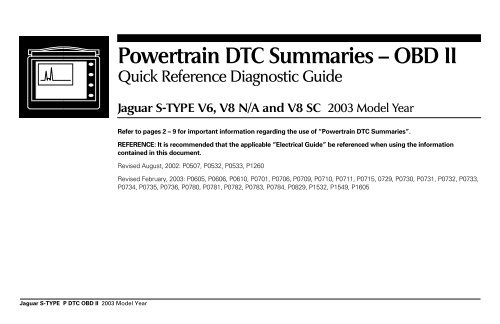download JAGUAR V6 V8 Powertrain DTC Summaries workshop manual