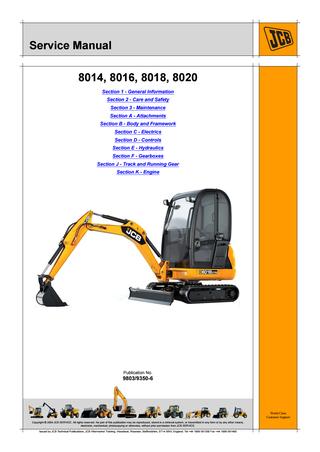 download JCB 8016 Excavator able workshop manual