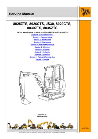 download JCB 8025Z 8030Z 8035Z Mini Excavator able workshop manual