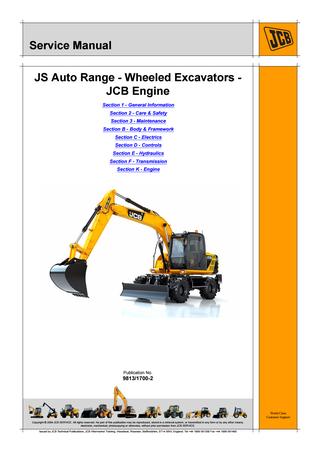 download JCB JS160W Wheeled Excavator Tier 3 Auto able workshop manual