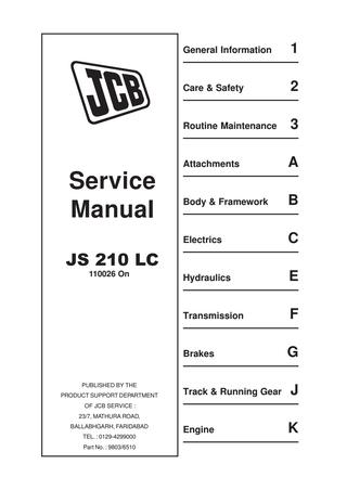 download JCB JS200 JS210 JS220 JS240 JS260 Tracked Excavator able workshop manual