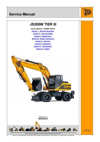 download JCB JS200W TIER III WHEELED Excavator able workshop manual
