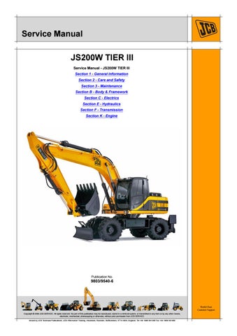 download JCB JS200W TIER III Wheeled Excavator able workshop manual