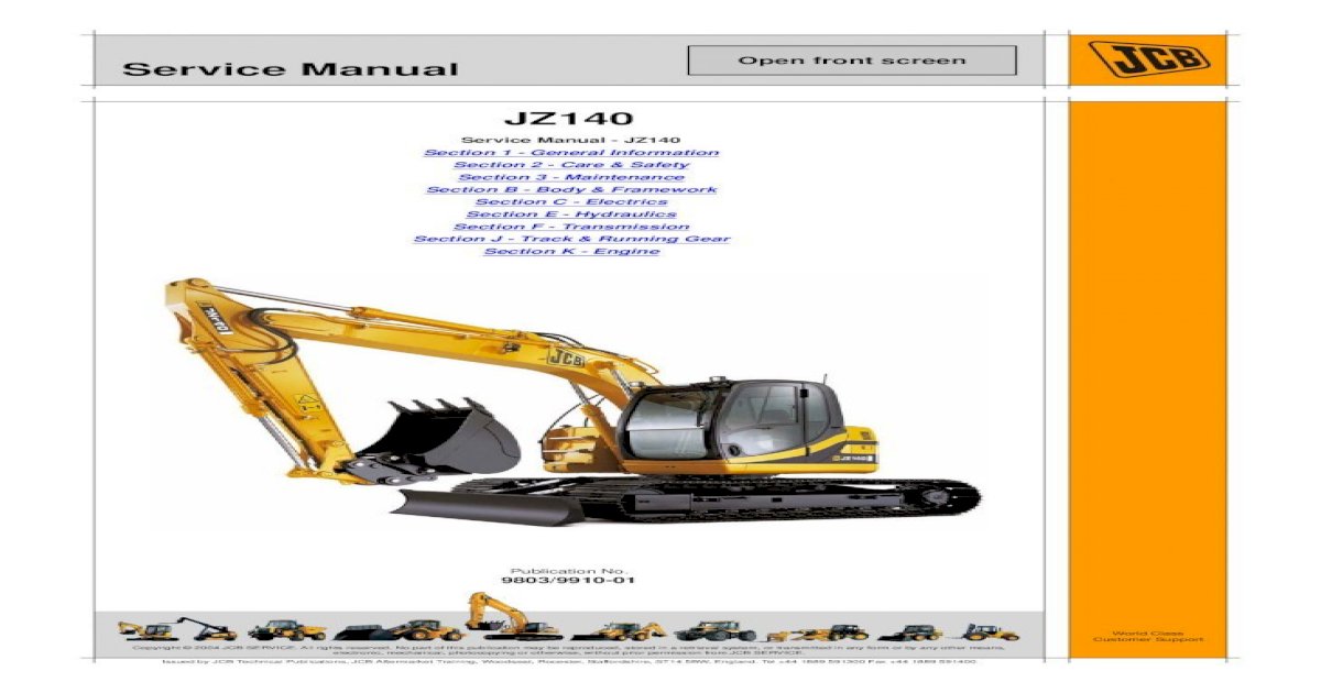 download JCB JZ140 Tier3 Tracked Excavator able workshop manual