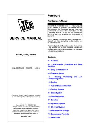 download JCB WHEELED Loader 411 able workshop manual