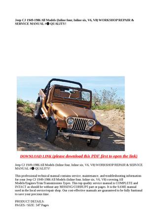 download JEEP CJ INLINE FOUR INLINE SIX V6 V8 workshop manual