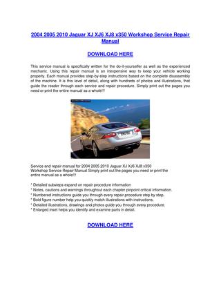 download Jaguar XJ XJ6 XJ8 X350 workshop manual