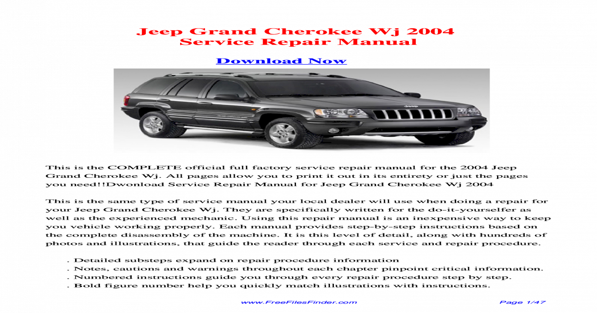 download Jeep Grand Cherokee WJ workshop manual