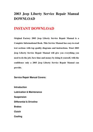download Jeep Liberty workshop manual