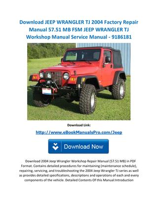 download Jeep TJ Fctory workshop manual