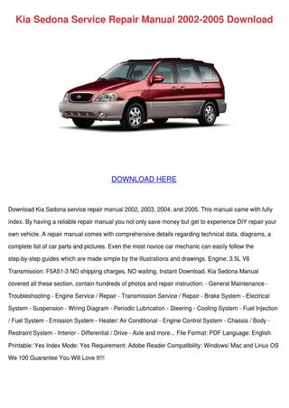 download KIA Sedona OEM workshop manual