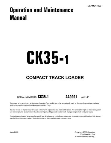 download KOMATSU CK35 1 COMPACT TRACK Loader + Operation able workshop manual