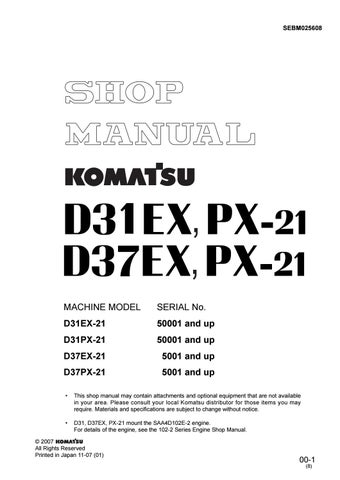 download KOMATSU D31EX 21 BULLDOZER Operation able workshop manual