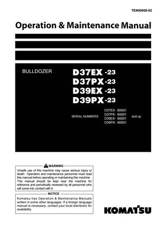 download KOMATSU D37EX 21 BULLDOZER Operation able workshop manual