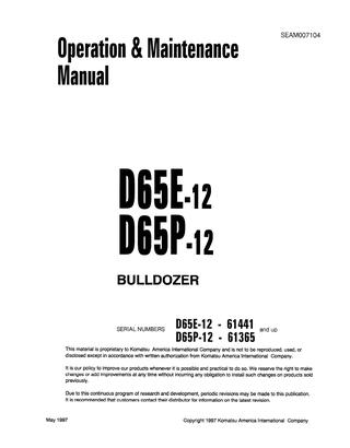 download KOMATSU D65E 12 D65P 12 DOZER Operation able workshop manual