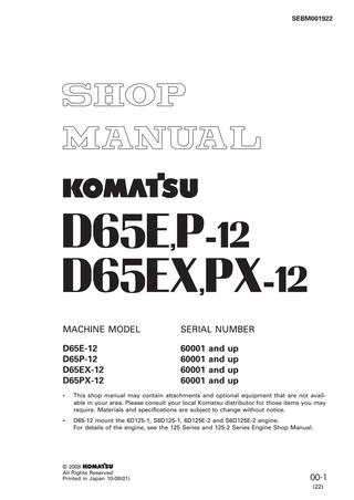 download KOMATSU D65EX 12 D65PX 12 DOZER Operation able workshop manual