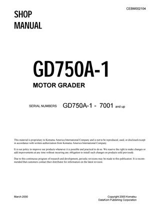download KOMATSU MASTER MOTOR GRADER able workshop manual