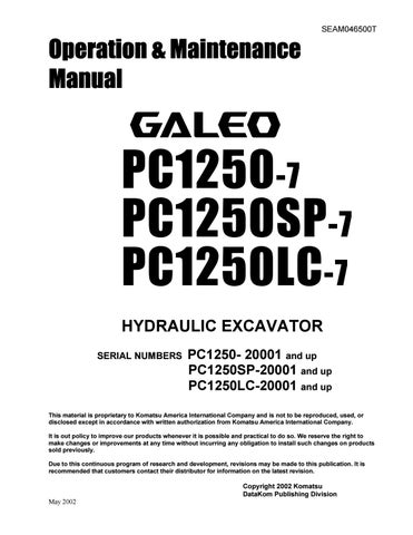 download KOMATSU PC1250 7 PC1250SP 7 PC1250LC 7 Hydraulic Excavator Operation able workshop manual