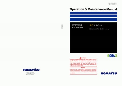 download KOMATSU PC130 6K Hydraulic Excavator Operation able workshop manual
