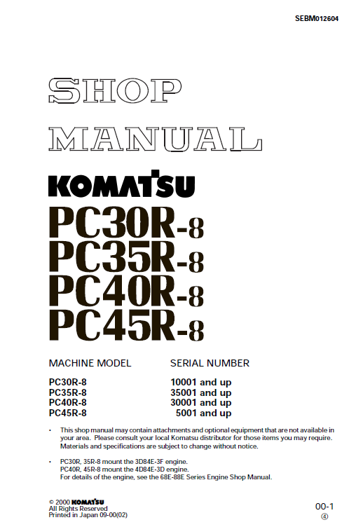 download KOMATSU PC160LC 7EO PC180LC 7EO Excavator able workshop manual