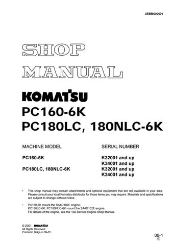 download KOMATSU PC180LC 6K Hydraulic Excavator able workshop manual