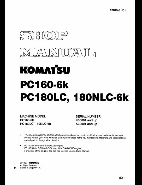 download KOMATSU PC180LC 6K Hydraulic Excavator able workshop manual