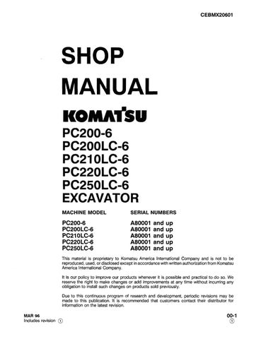 download KOMATSU PC200 PC200LC 6 PC210 PC210LC 6 able workshop manual