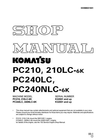 download KOMATSU PC210 6K PC210LC 6K PC240LC 6K PC240NLC 6K Hydraulic Excavator able workshop manual