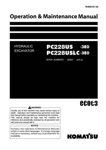 download KOMATSU PC228US 3 PC228USLC 3 Hydraulic Excavator Operation S N 1 up able workshop manual