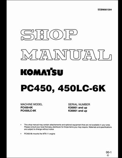 download KOMATSU PC450LC 6K able workshop manual