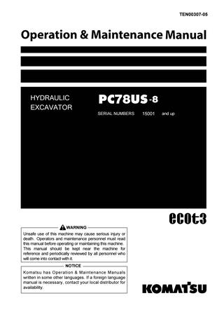 download KOMATSU PC78US 8 Hydraulic Excavator Operation able workshop manual