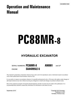 download KOMATSU PC88MR 8 Hydraulic Excavator able workshop manual
