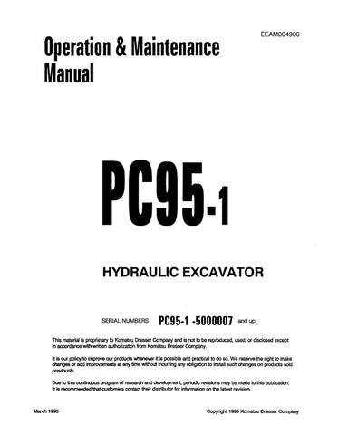 download KOMATSU PC95 1 Hydraulic Excavator + Operation able workshop manual