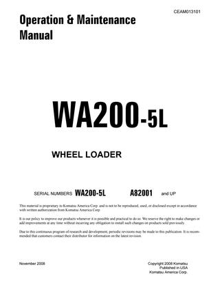 download KOMATSU WA200 6 Wheel Loader Operation able workshop manual