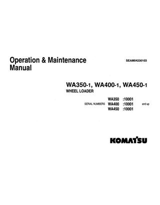 download KOMATSU WA400 1 Wheel Loader able workshop manual