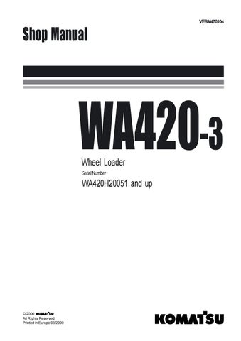 download KOMATSU WA420 3H Wheel Loader Operation able workshop manual