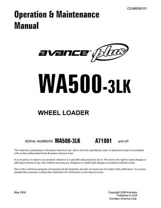 download KOMATSU WA600 3LK Wheel Loader + Operation able workshop manual