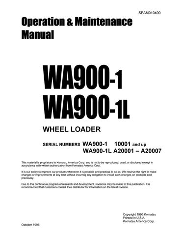 download KOMATSU WA900 1 Wheel Loader able workshop manual