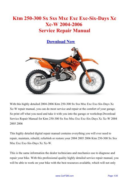 download KTM 250 300 380 Bike Motorcycle Engine in able workshop manual