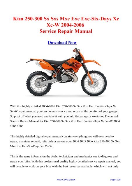 download KTM 250 300 380 SX MXC EXC 2 STROKE Motorcycle Engine able workshop manual