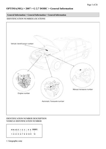 download Kia Optima 2.7L DOHC able workshop manual