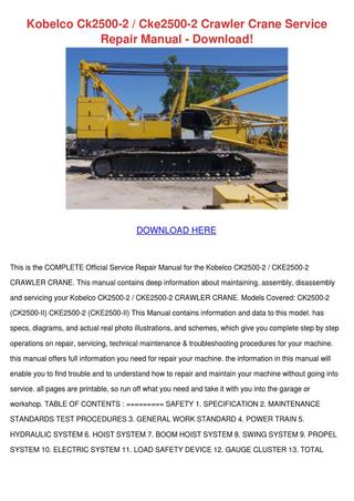 download Kobelco CK2500 II CKE2500 II Crawler Crane able workshop manual