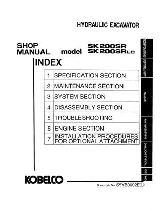 download Kobelco SK200SR SK200SRLC Crawler Excavator able workshop manual