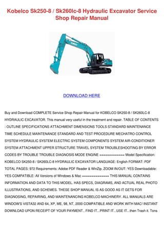download Kobelco SK480 SK480LC MARK ? Crawler Excavator able workshop manual